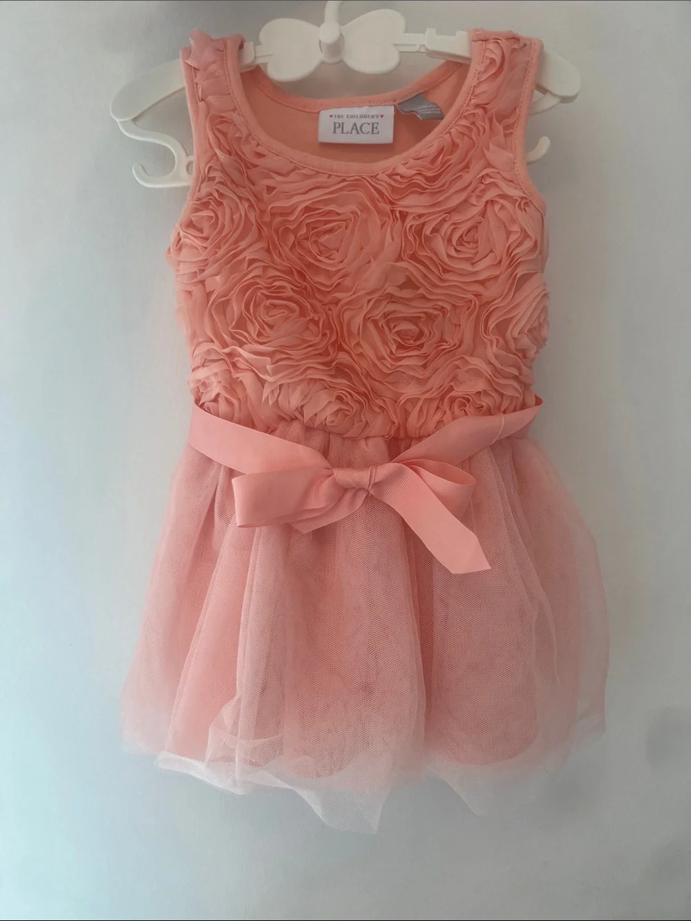 Children's Place Rosette & glitter tulle baby girls party dress- Coral pink